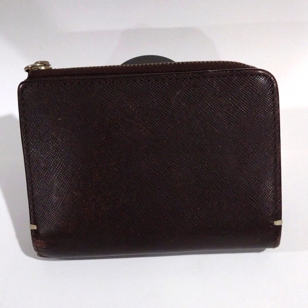 Paul Smith Dark Brown Leather Snap, Zip Bifold Wallet 5.25 x 3.5" - Compartments